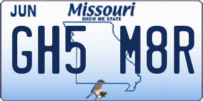 MO license plate GH5M8R