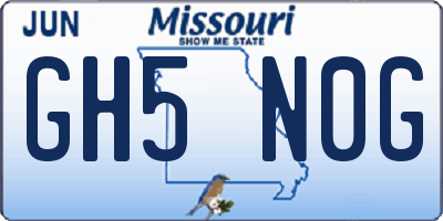 MO license plate GH5N0G