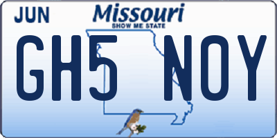 MO license plate GH5N0Y