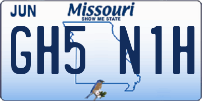 MO license plate GH5N1H