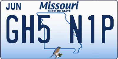 MO license plate GH5N1P