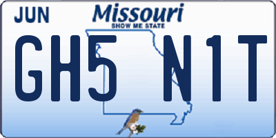 MO license plate GH5N1T