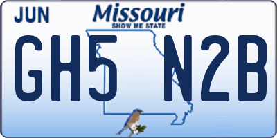 MO license plate GH5N2B