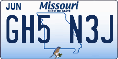 MO license plate GH5N3J