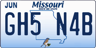 MO license plate GH5N4B