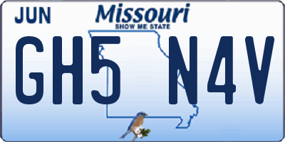 MO license plate GH5N4V