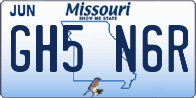 MO license plate GH5N6R
