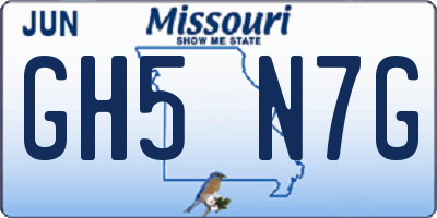 MO license plate GH5N7G