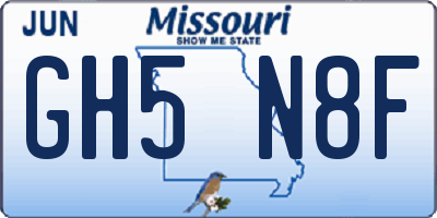 MO license plate GH5N8F