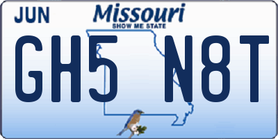 MO license plate GH5N8T