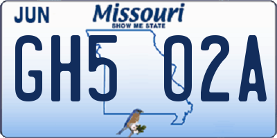 MO license plate GH5O2A