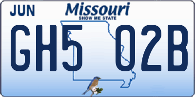 MO license plate GH5O2B