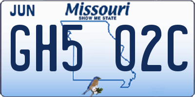 MO license plate GH5O2C