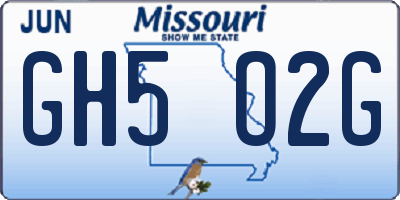 MO license plate GH5O2G