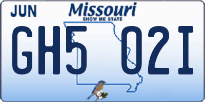 MO license plate GH5O2I