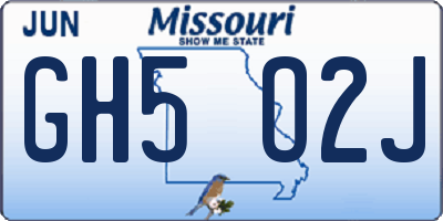 MO license plate GH5O2J