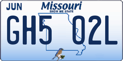 MO license plate GH5O2L