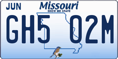 MO license plate GH5O2M