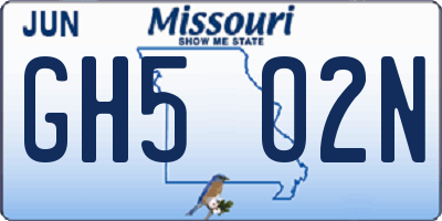 MO license plate GH5O2N