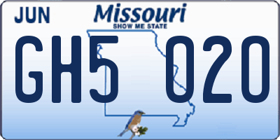 MO license plate GH5O2O