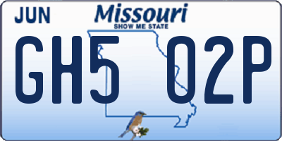 MO license plate GH5O2P