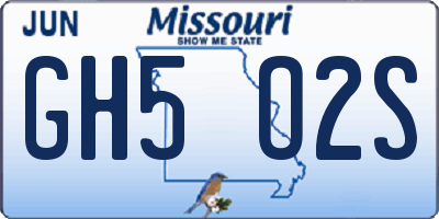 MO license plate GH5O2S
