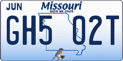 MO license plate GH5O2T