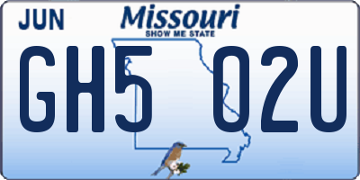 MO license plate GH5O2U