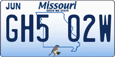 MO license plate GH5O2W