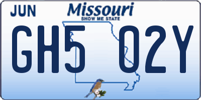 MO license plate GH5O2Y