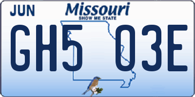 MO license plate GH5O3E
