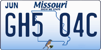 MO license plate GH5O4C