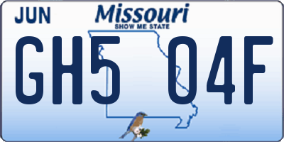 MO license plate GH5O4F