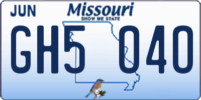 MO license plate GH5O4O