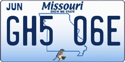 MO license plate GH5O6E