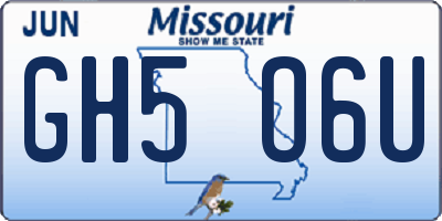 MO license plate GH5O6U