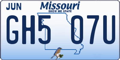 MO license plate GH5O7U