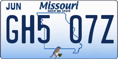 MO license plate GH5O7Z