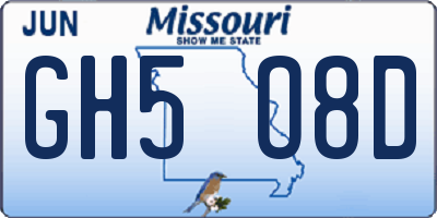 MO license plate GH5O8D