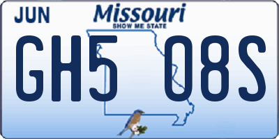 MO license plate GH5O8S