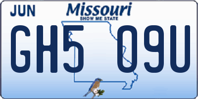 MO license plate GH5O9U