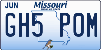 MO license plate GH5P0M