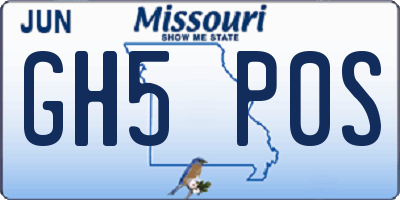 MO license plate GH5P0S