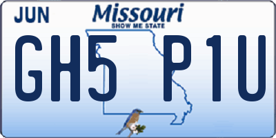 MO license plate GH5P1U