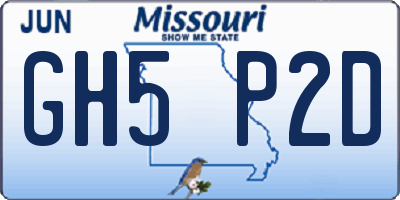 MO license plate GH5P2D