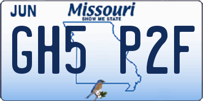 MO license plate GH5P2F