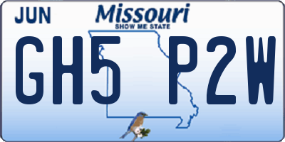 MO license plate GH5P2W