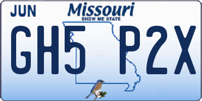 MO license plate GH5P2X