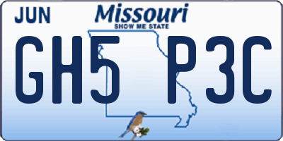 MO license plate GH5P3C