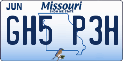 MO license plate GH5P3H
